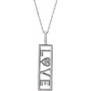 Sterling Silver .02 CTW Natural Diamond Love 18" Necklace