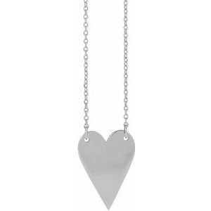 14K White Engravable Heart 18" Necklace