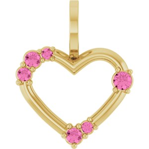 14K Yellow Natural Pink Sapphire Heart Pendant