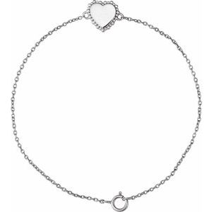 Sterling Silver Heart 7" Bracelet