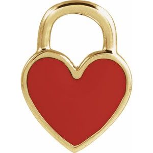 14K Yellow Red Enamel Heart Pendant