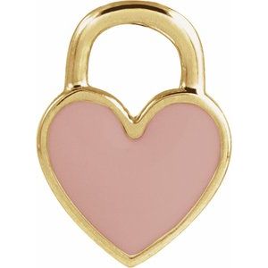 14K Yellow Pink Enamel Heart Pendant