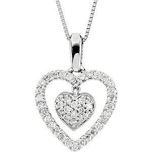 14K White 1/4 CTW Natural Diamond Heart 18" Necklace