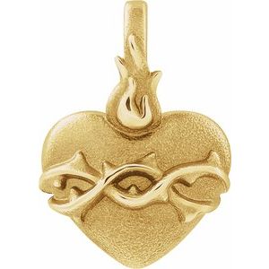 14K Yellow Sacred Heart Pendant