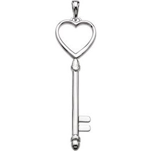 Sterling Silver Heart Key Pendant