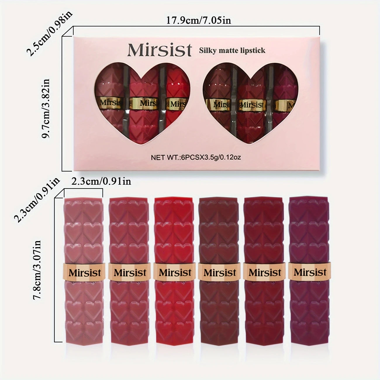 Wholesale Mirist 6-Color Matte Lipstick Set – Waterproof, Long-Lasting, Non-Fading Berry & Red Series