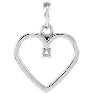 Sterling Silver 2 mm Heart Pendant Mounting