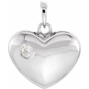 Sterling Silver 1/10 CT Natural Diamond Heart Pendant