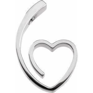 Sterling Silver 25x15.5 mm Heart Slide Pendant