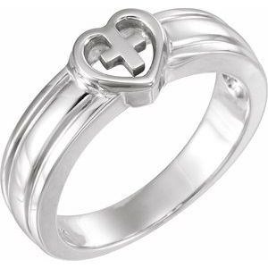 Continuum Sterling Silver Heart & Cross Ring