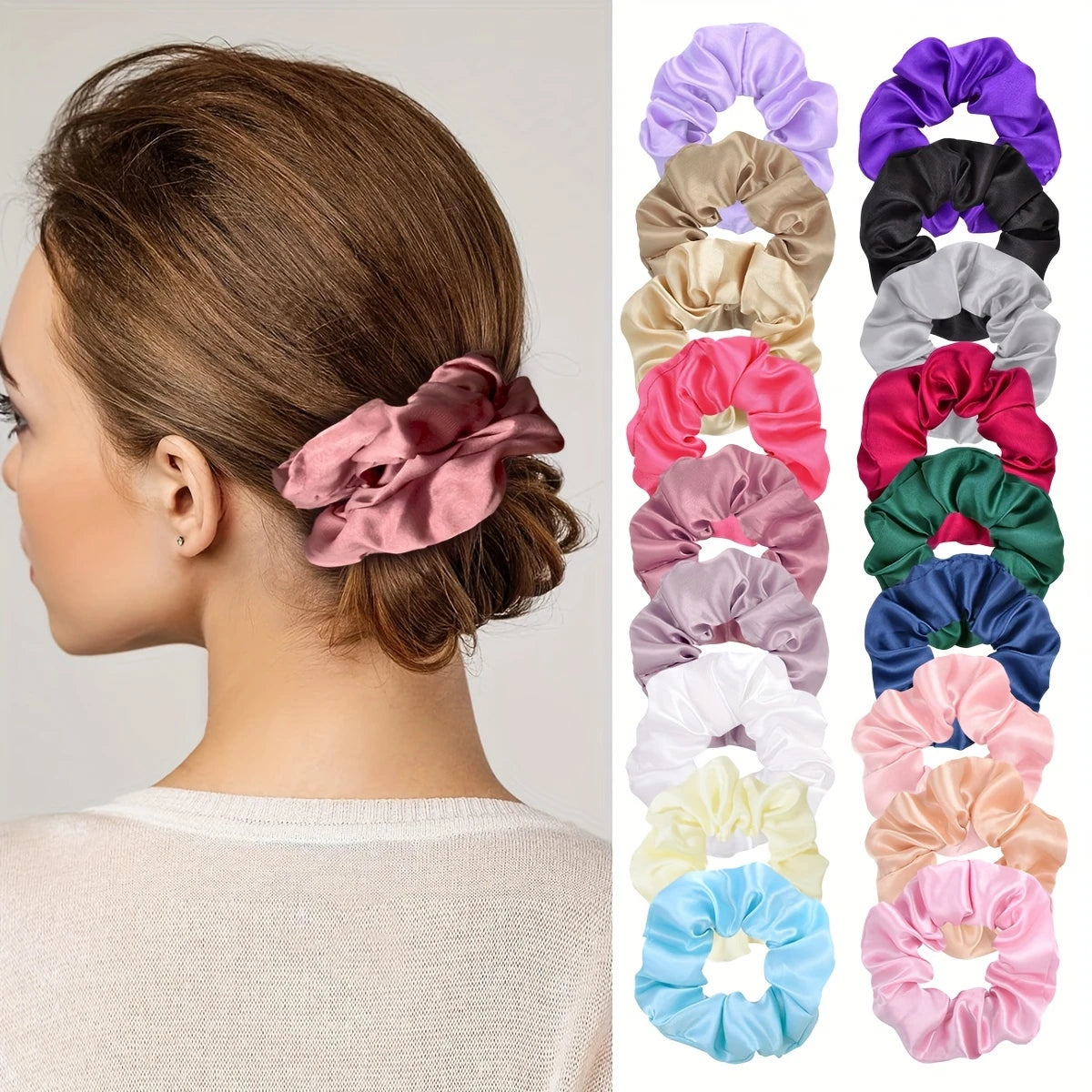 60-Pack Satin Hair Scrunchies – Wholesale Bulk Hair Accessories