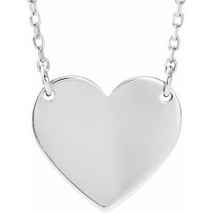 14K White Engravable Heart 16-18" Necklace