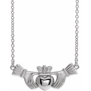 Sterling Silver Claddagh 16" Necklace