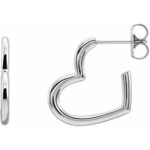 Sterling Silver Heart 15.9 mm Hoop Earrings