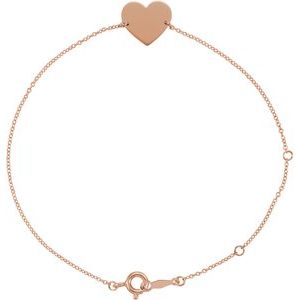 18K Rose Gold-Plated Sterling Silver Engravable Heart 7-8" Bracelet