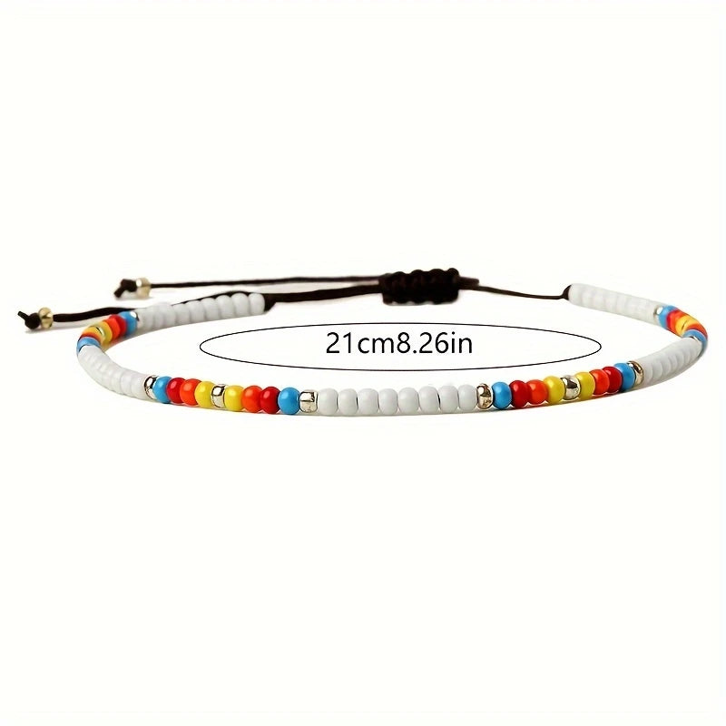 Wholesale 10pcs Handmade Beaded Anklets for Women & Girls – Boho Colorful Adjustable Ankle Bracelets