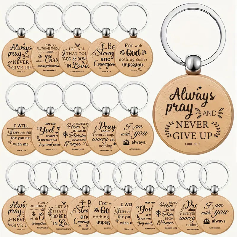 100pcs Bulk Wooden Bible Verse Keychains – Christian Inspirational Religious Keychains