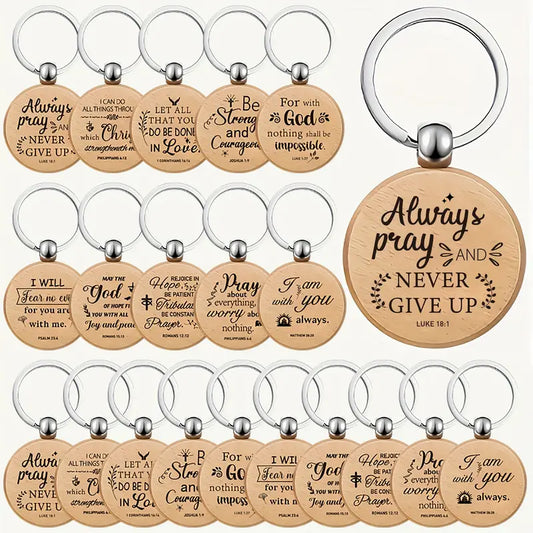 100pcs Bulk Wooden Bible Verse Keychains – Christian Inspirational Religious Keychains