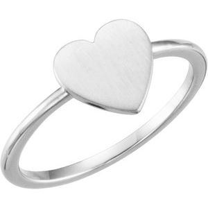 14K White Be PoshÃ‚Â® Engravable Heart Signet Ring