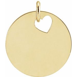 14K Yellow Pierced Heart 15 mm Disc Pendant