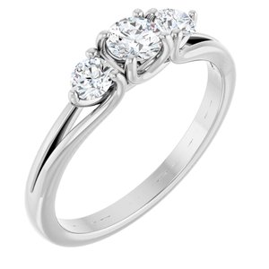 Platinum 1/2 CTW Diamond Three-Stone Engagement Ring