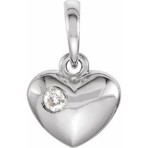 Sterling Silver .03 CT Natural Diamond Heart Pendant