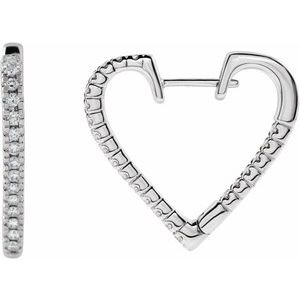 14K White 5/8 CTW Natural Diamond Heart Earrings