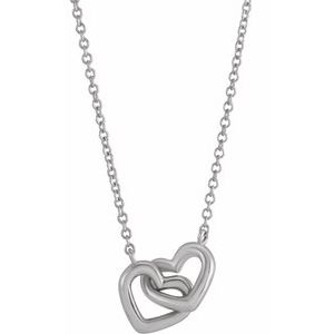 Sterling Silver Interlocking Heart 16" Necklace