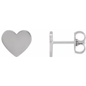 Sterling Silver 8 mm Engravable Heart Earrings