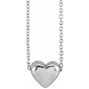 Sterling Silver Puffed Heart 16-18"Necklace