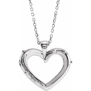 Sterling Silver Rosary Heart 16-18" Necklace