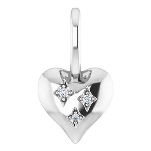 Sterling Silver .01 CTW Natural Diamond Heart Charm/Pendant