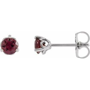 Sterling Silver 5 mm Natural Rhodolite Garnet Cocktail-Style Earrings