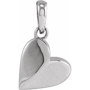 14K White 9.89x7.65 mm Heart Pendant