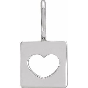 14K White 14.97x8 mm Pierced Heart Charm/Pendant