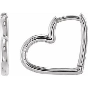 Sterling Silver Hinged 15 mm Heart Huggie Hoop Earring