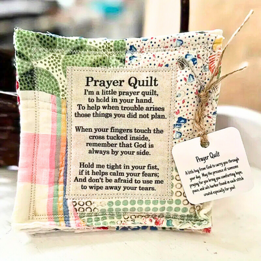 Individual Mini Prayer Quilt with Angel Charm & Prayer Tag