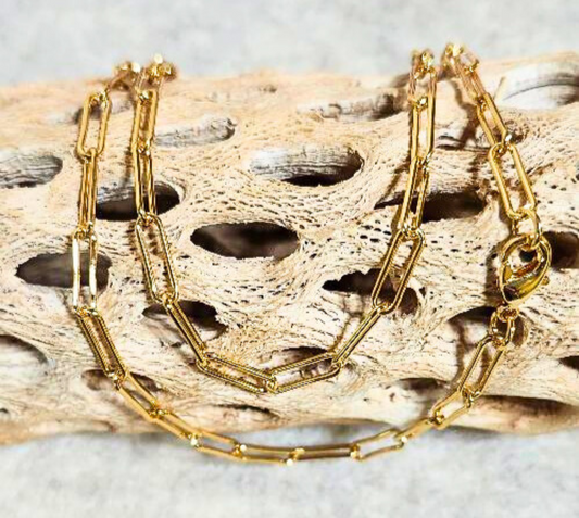 18" Gold Plated Paperclip Chain – 4mm Wide Wholesale Necklace