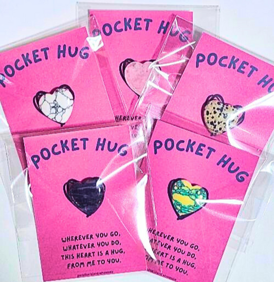 Dark Pink Pocket Hug with 1" Natural Stone Heart – Wholesale