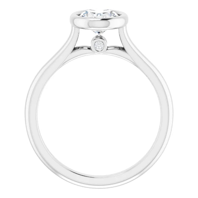 Bezel Set 1.10 Ct Oval Lab Diamond Engagement Ring, Perfect For Nurses!