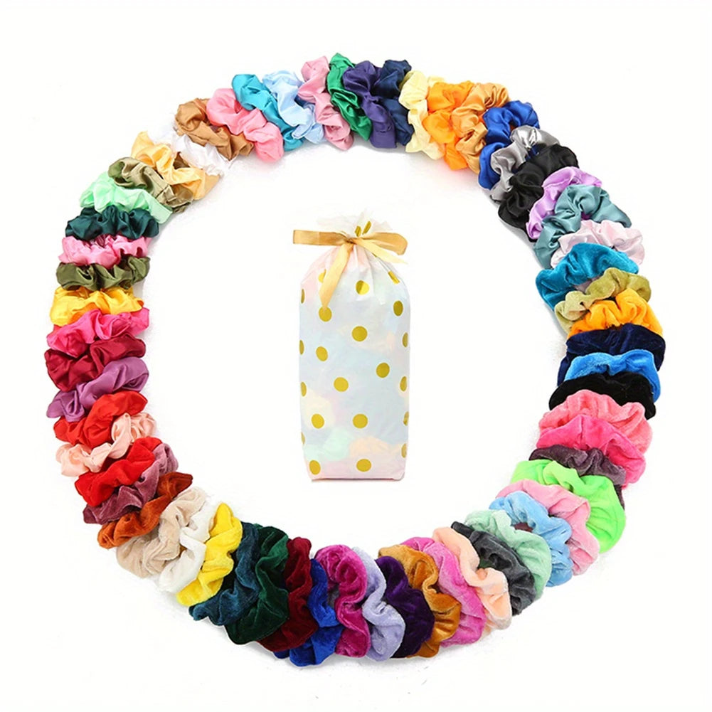 60-Pack Satin Hair Scrunchies – Wholesale Bulk Hair Accessories