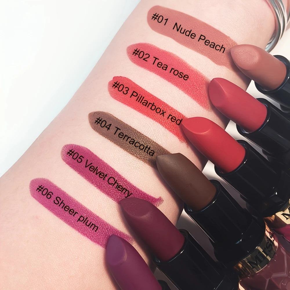 Wholesale Mirist 6-Color Matte Lipstick Set – Waterproof, Long-Lasting, Non-Fading Berry & Red Series