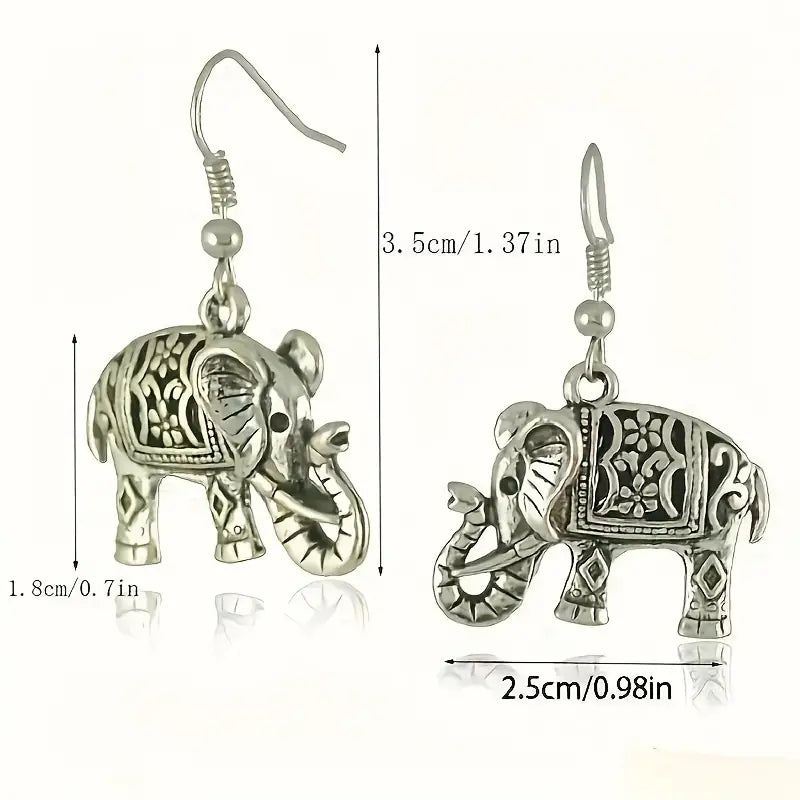 Stainless Steel 3D Elephant Dangle Earrings