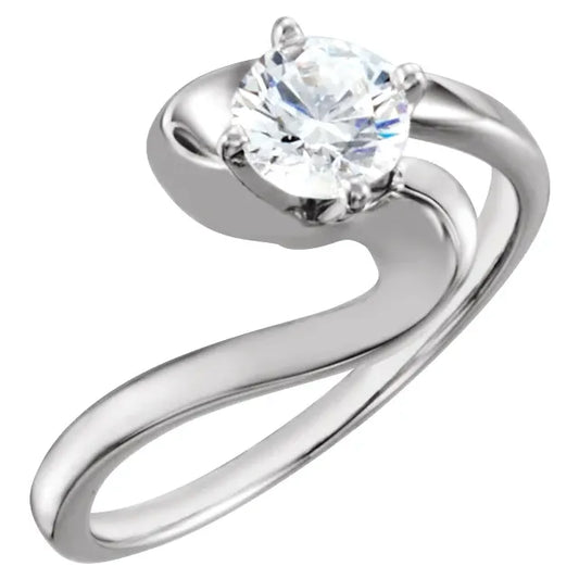 1/2 Ct VS-F Flowing Engagement Ring 14k White Gold