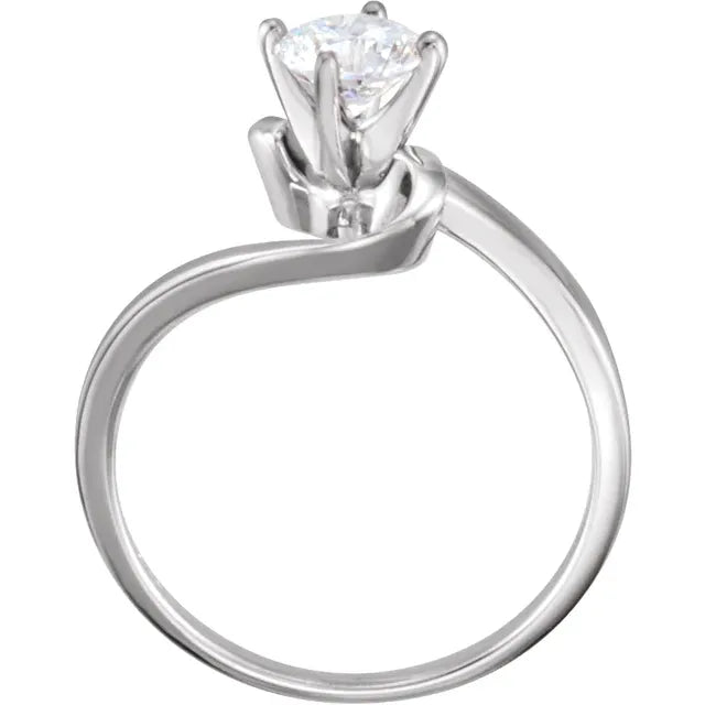 1/2 Ct VS-F Flowing Engagement Ring 14k White Gold