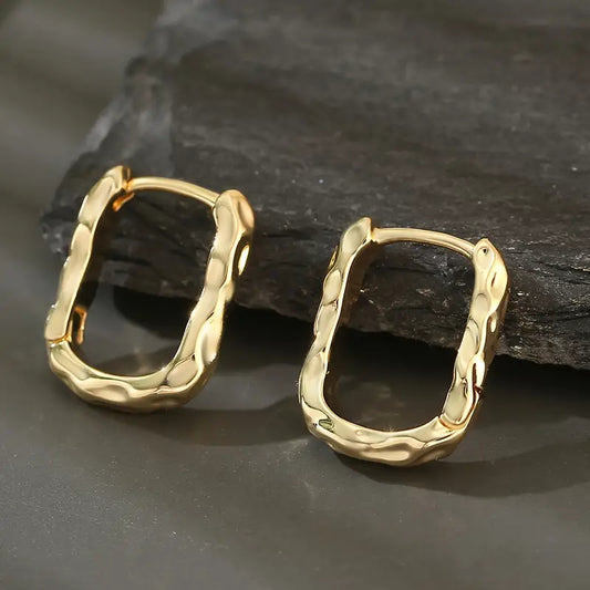Gold Plated Hammered Hoop Earrings, Small