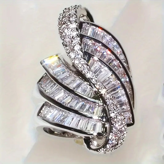 Stainless Steel CZ Dinner Ring, Baguette & Round