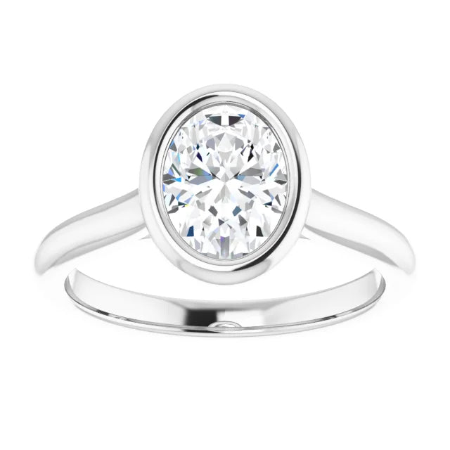 Bezel Set 1.10 Ct Oval Lab Diamond Engagement Ring, Perfect For Nurses!