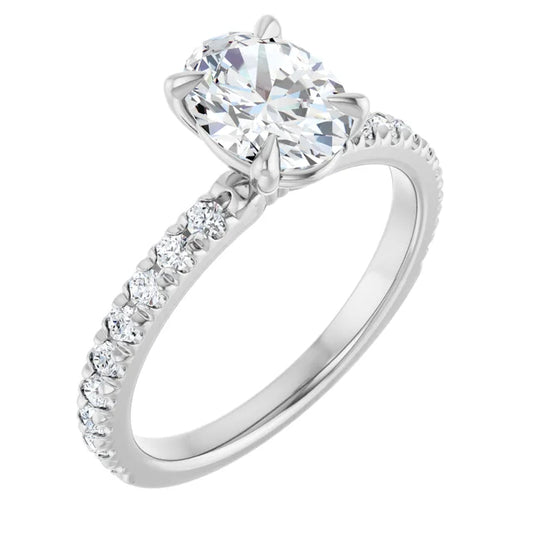 1.01 Ct Lab Oval Center, 1.31 cttw, VS1-D Engagement Ring