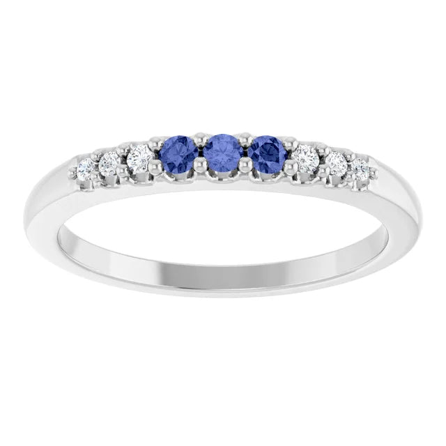 Diamond and Tanzanite Stackable Ring, 14kwhite or 14k yellow gold